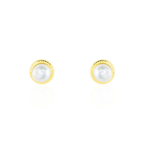 Boucles D'oreilles Puces Valliamee Diamante Or Jaune Perle De Culture - Puces Femme | Marc Orian