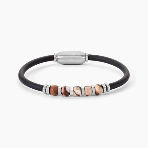 Bracelet Jourdan Caoutchouc Noir Agate - Bracelets cha&icirc;nes Homme | Marc Orian