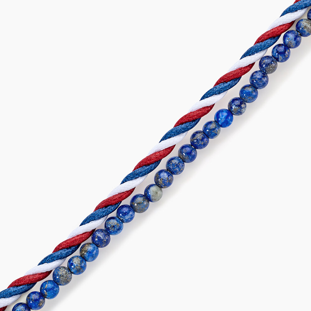 Bracelet Jourdan Renatus Acier Argent&eacute; Lapis Lazuli - Bracelets mailles Homme | Marc Orian