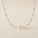 Collier Kerri Argent Blanc Perle De Culture Am&eacute;thyste - Colliers avec pierres Femme | Marc Orian