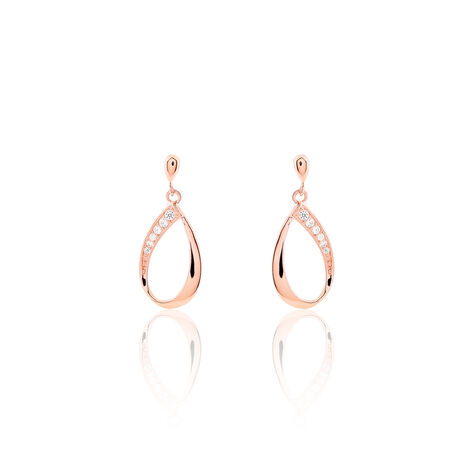 Boucles D'oreilles Pendantes Maritie Argent Rose Oxyde De Zirconium - Pendantes Femme | Marc Orian