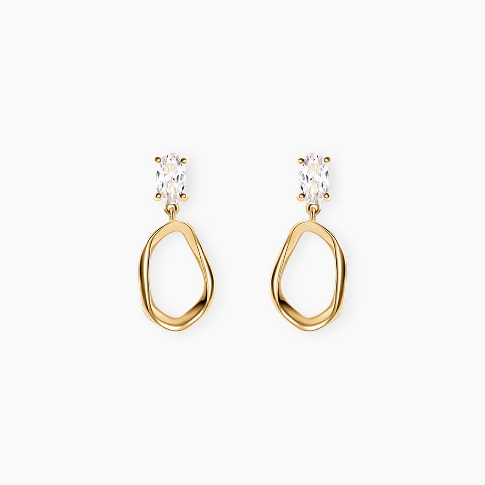 Boucles D'Oreilles Pendantes Eugena Argent Dor&eacute; A L'Or 750/1000 Oxyde De Zirconium - Pendantes Femme | Marc Orian