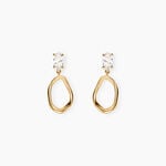 Boucles D'Oreilles Pendantes Eugena Argent Dor&eacute; A L'Or 750/1000 Oxyde De Zirconium - Pendantes Femme | Marc Orian