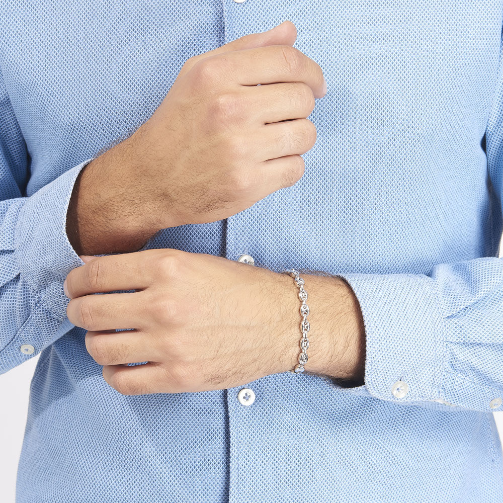 Bracelet Carrus Argent Blanc - Bracelets mailles Homme | Marc Orian