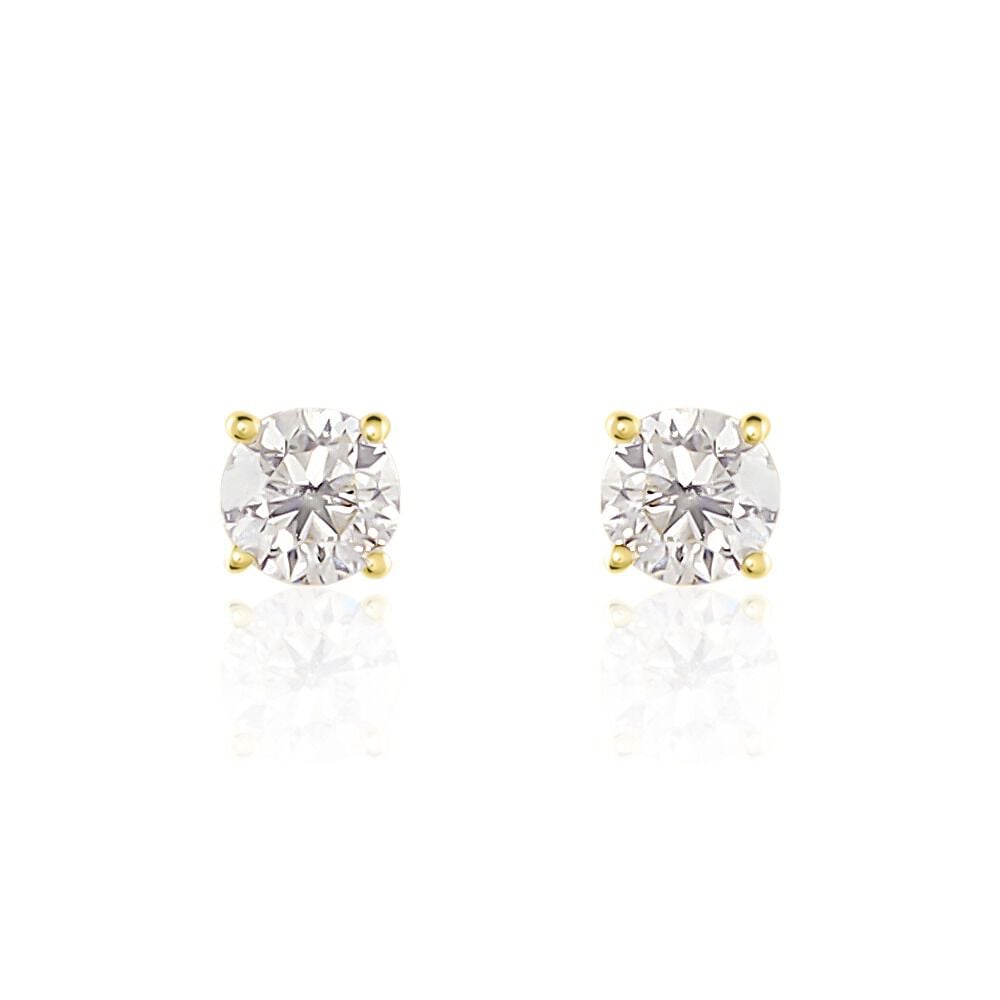 Boucles D'oreilles Puces Or Jaune Victoria Diamants - Puces Femme | Marc Orian