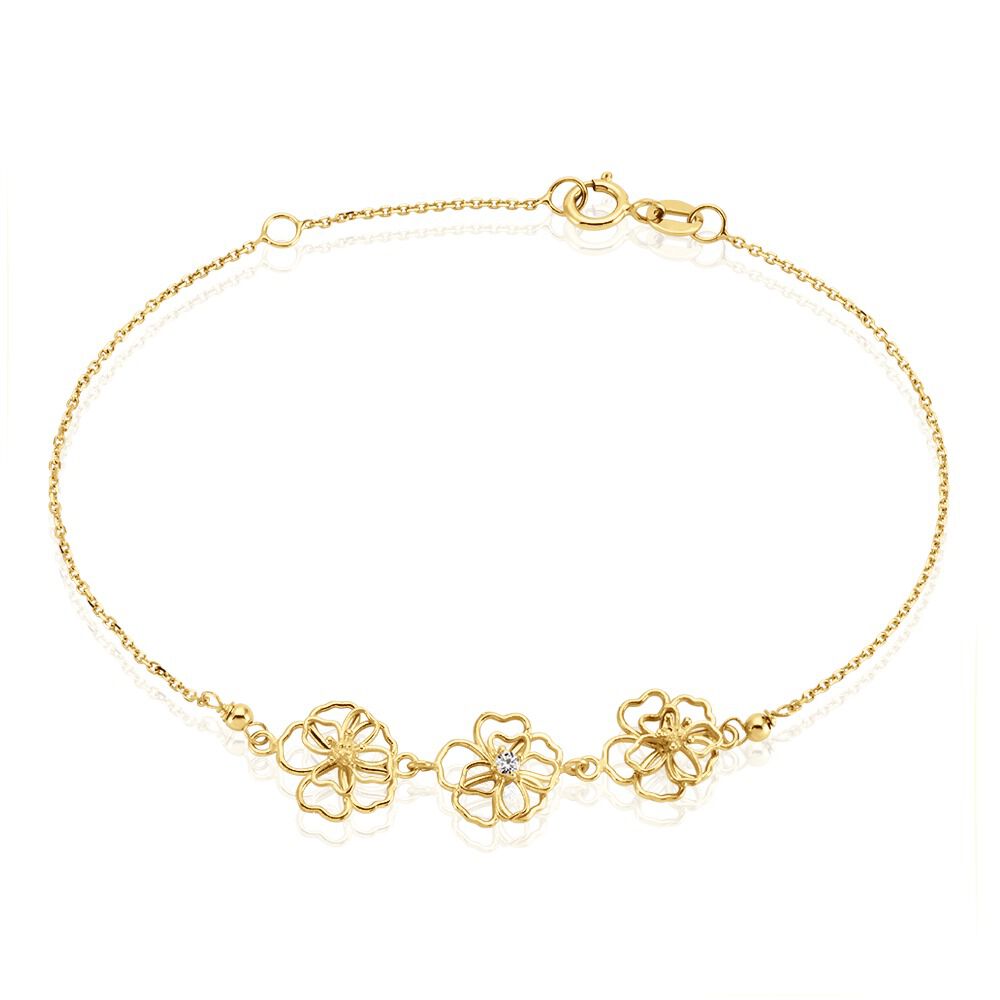 Bracelet Floraison Dorée Or Jaune Oxyde De Zirconium - Bracelets chaînes Femme | Marc Orian