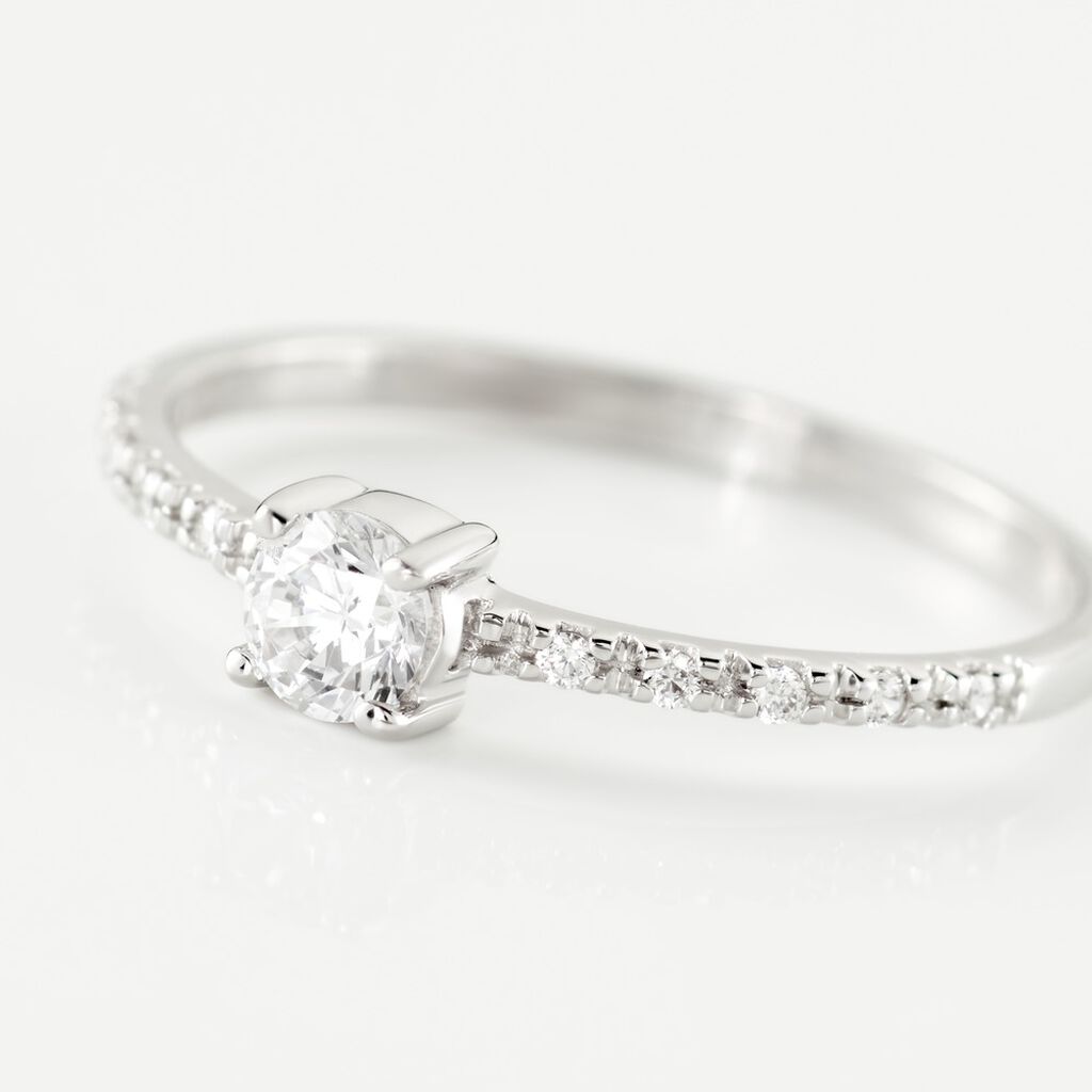 Bague Solitaire Servana Or Blanc Oxyde De Zirconium - Bagues Solitaire Femme | Marc Orian