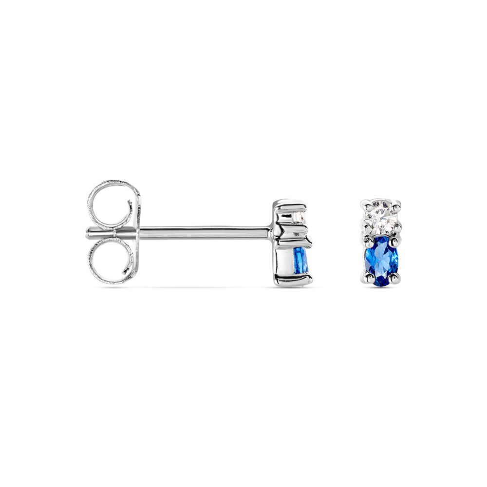 Boucles D'oreilles Puces Argent Blanc Augusts Oxydes De Zirconium - Puces Femme | Marc Orian