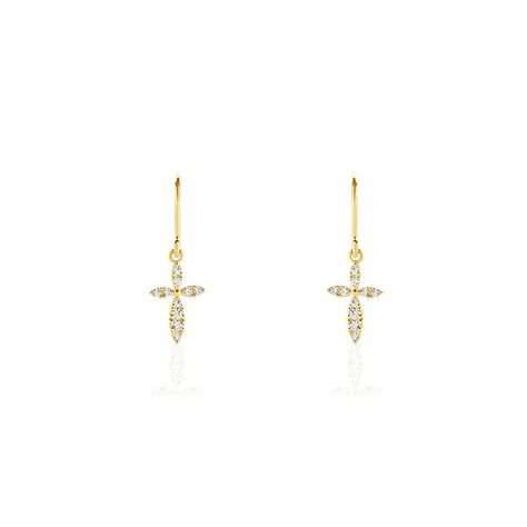 Boucles D'oreilles Pendantes Chastity Or Jaune Oxyde De Zirconium - Pendantes Femme | Marc Orian