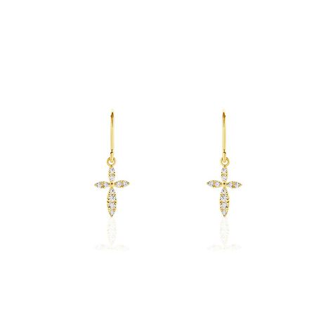 Boucles D'oreilles Pendantes Chastity Or Jaune Oxyde De Zirconium - Boucles d'oreilles Pendantes Femme | Marc Orian