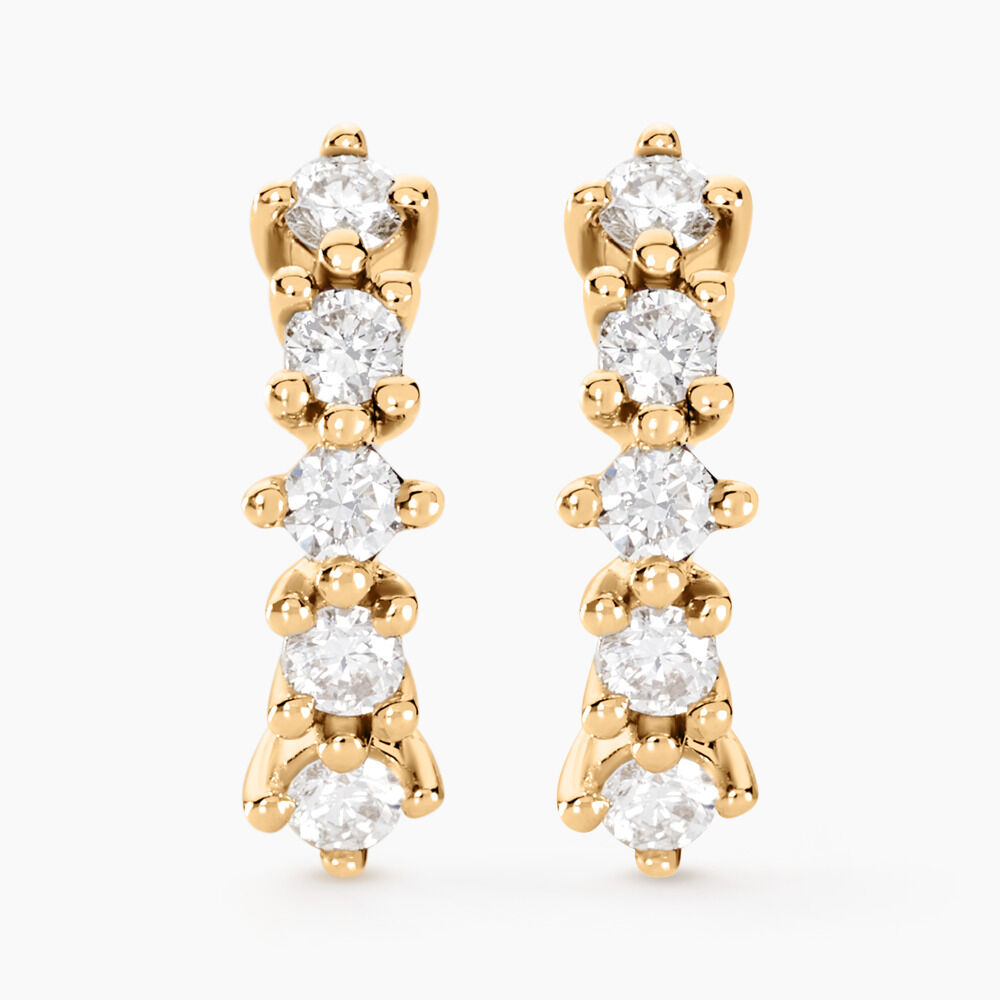 Boucles D'oreilles Puces Matleena Or Jaune Diamant Synth&eacute;tique - Boucles d'oreilles mariage Femme | Marc Orian