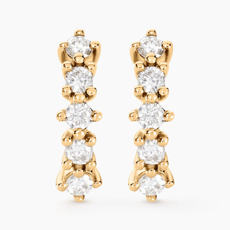 Boucles D'oreilles Puces Matleena Or Jaune Diamant Synth&eacute;tique - Boucles d'oreilles mariage Femme | Marc Orian