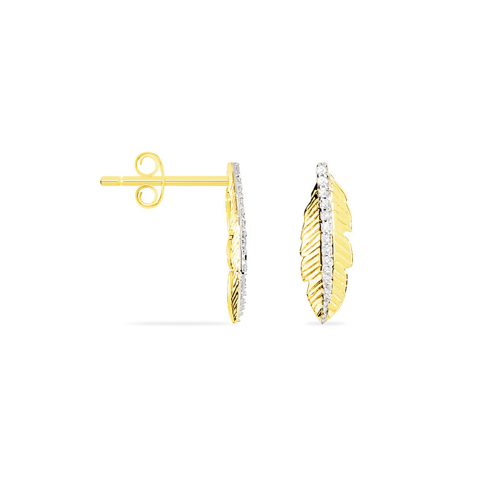 Boucles D'oreilles Puces Paola Or Jaune Diamant -  Femme | Marc Orian