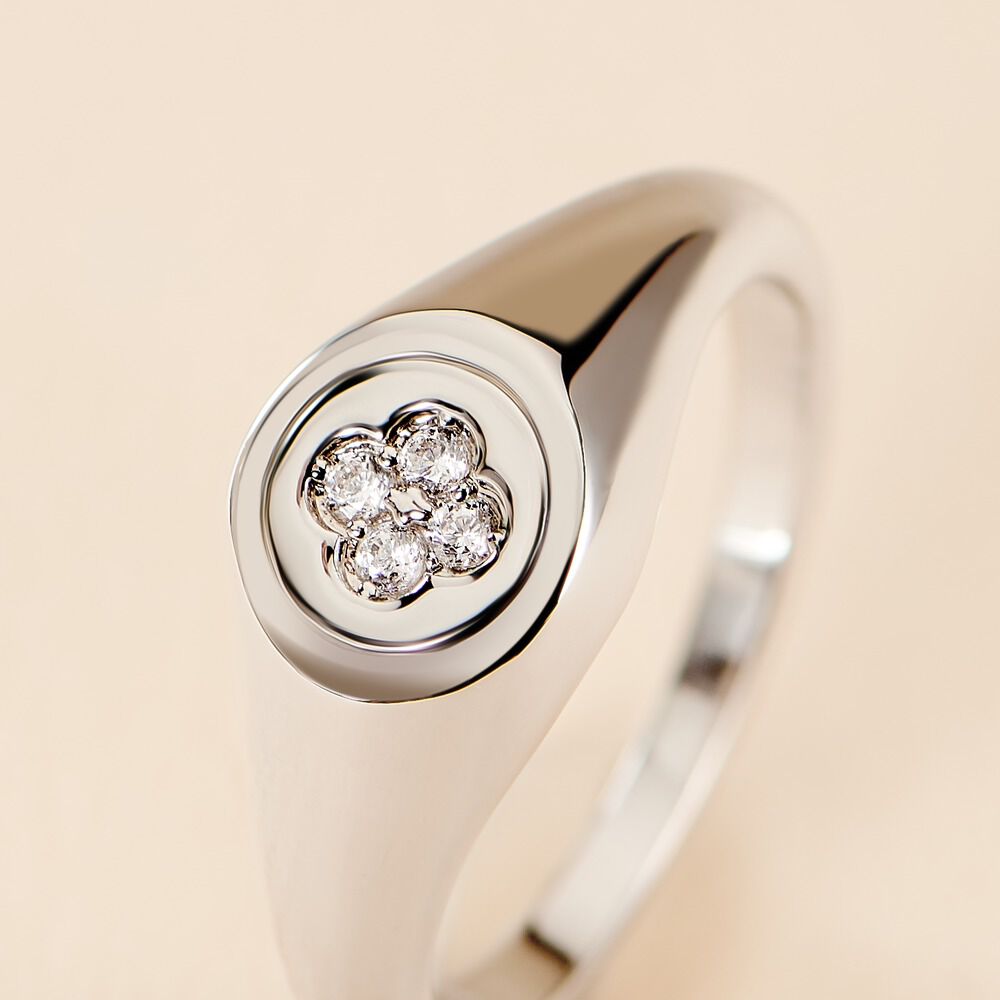 Chevalière Chesley Argent Blanc Oxyde De Zirconium - Chevalières Femme | Marc Orian