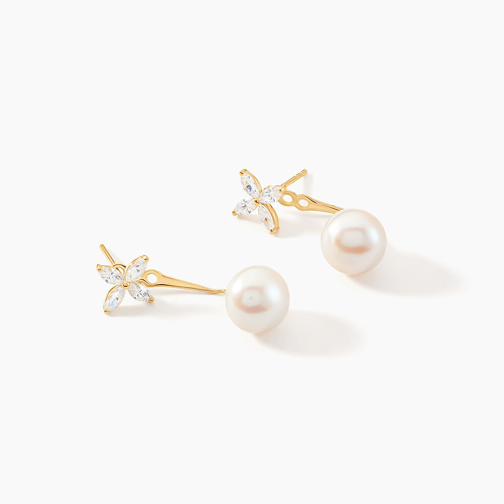 Bijoux D'oreilles Norah Or Jaune Perle De Culture Et Oxyde - Piercings d'oreilles Femme | Marc Orian