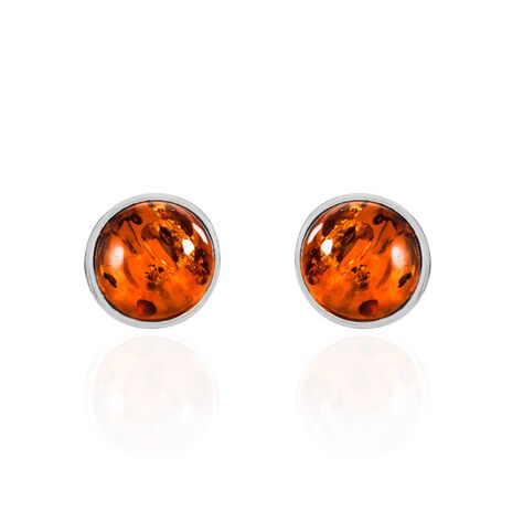 Boucles D'oreilles Puces Argent Blanc Majdeline Ambre - Clous d'oreilles Femme | Marc Orian