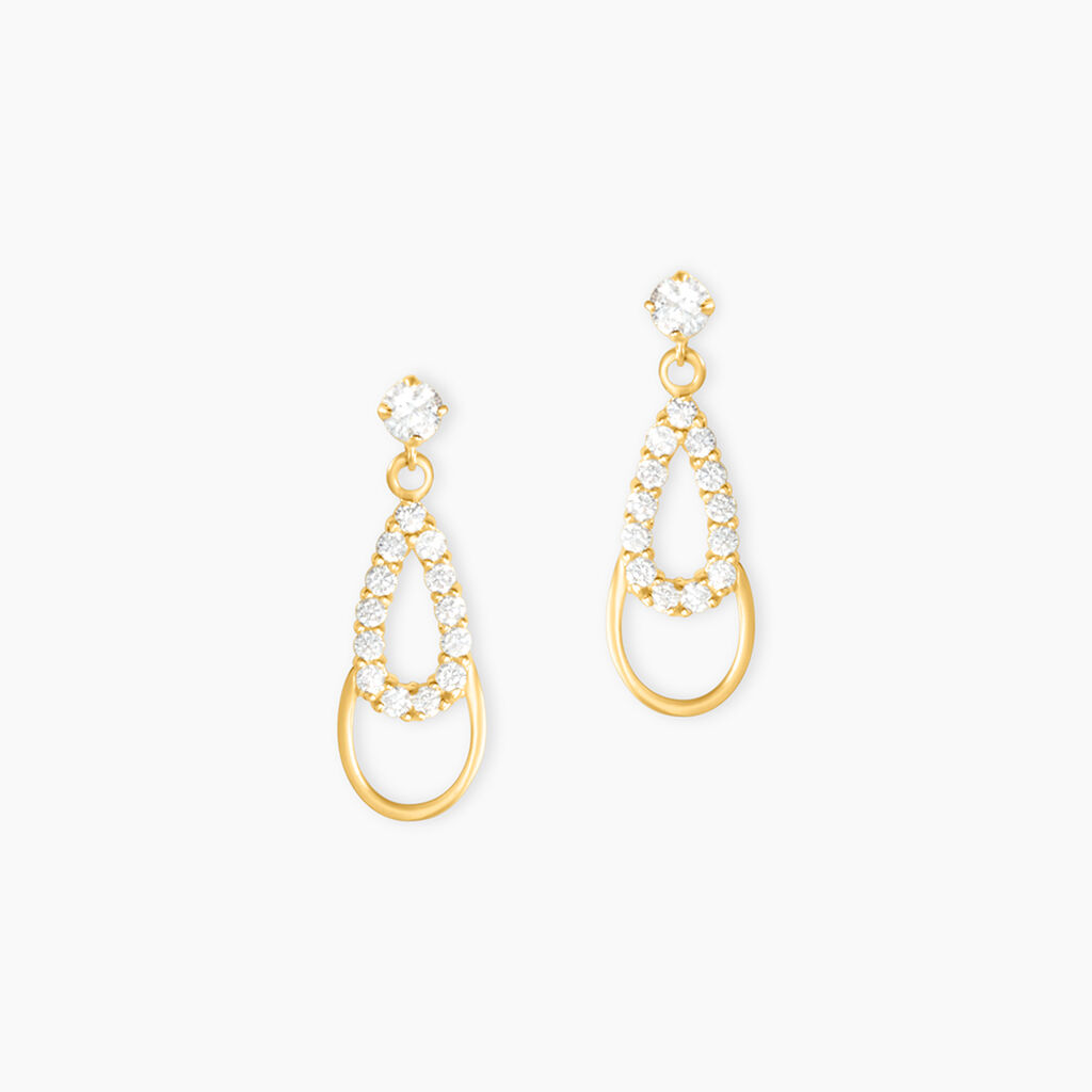 Boucles D'oreilles Pendantes Britain Or Jaune Oxyde De Zirconium - Pendantes Femme | Marc Orian