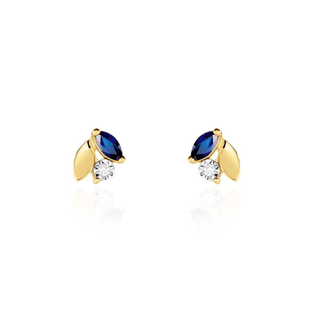 Boucles D'oreilles Puces Tameka Or Bicolore Saphir Diamant - Boucles d'oreilles pierres précieuses Femme | Marc Orian