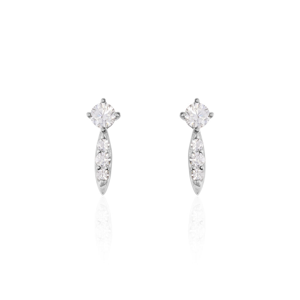 Boucles D'oreilles Puces Bormana Argent Blanc Oxyde De Zirconium - Puces Femme | Marc Orian