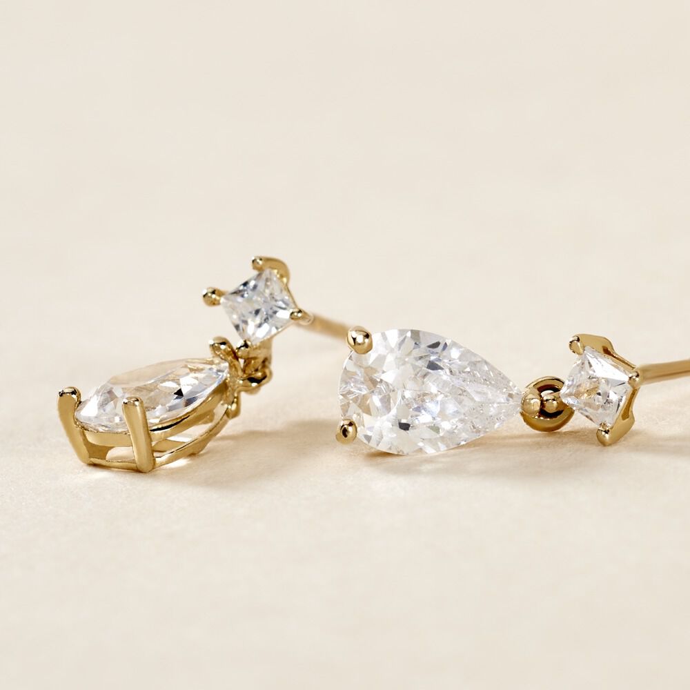 Boucles D'oreilles Pendantes Faas Or Jaune Oxyde De Zirconium - Pendantes Femme | Marc Orian