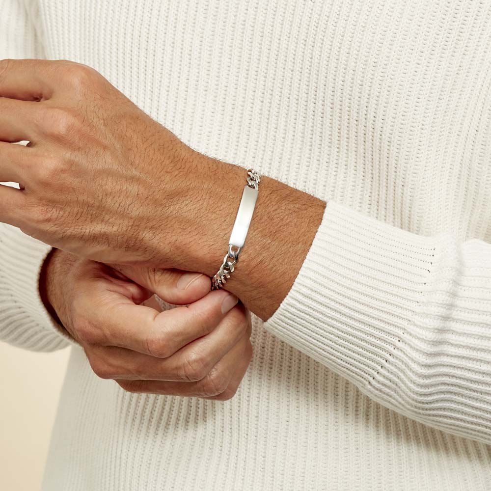 Bracelet Identité Casper Argent Blanc - Gourmettes Homme | Marc Orian