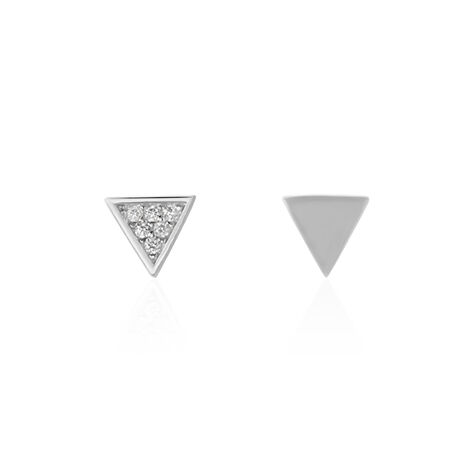 Boucles D'oreilles Puces Bartoumieu Argent Blanc Oxyde De Zirconium - Pendantes Femme | Marc Orian