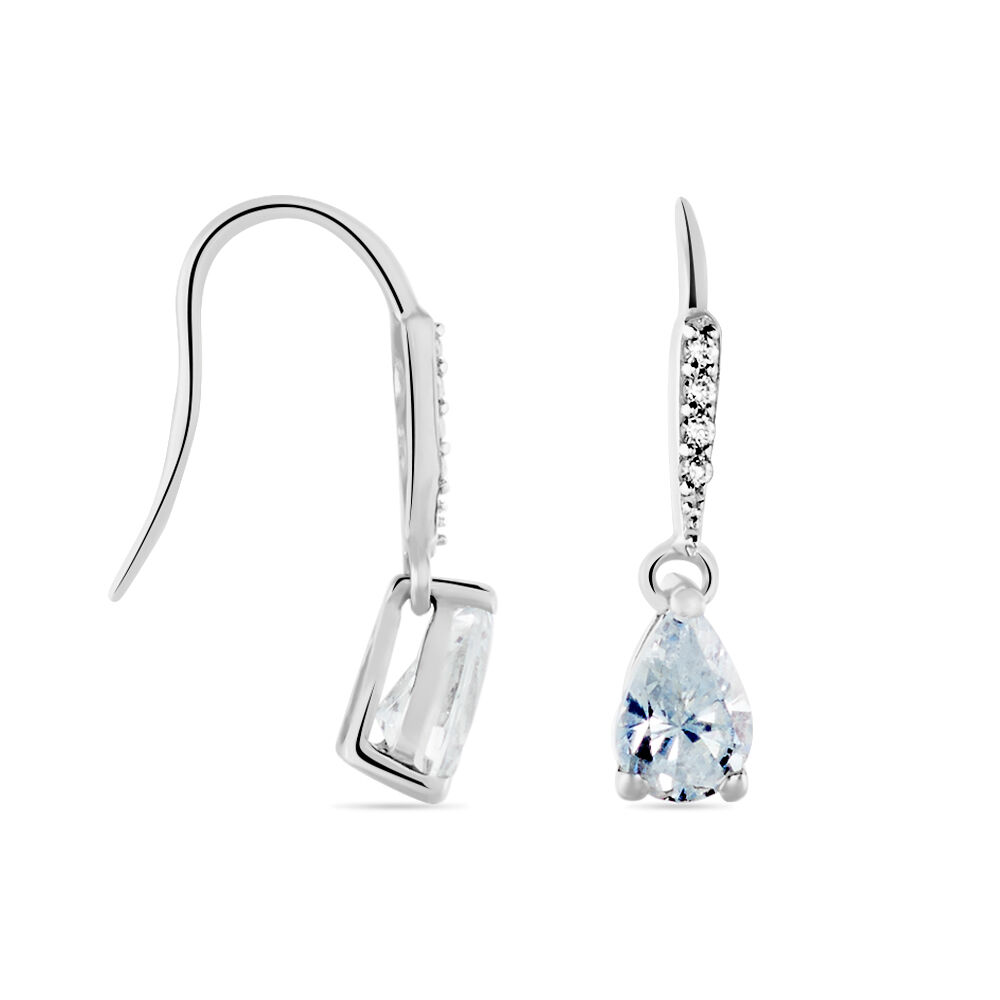 Boucles D'oreilles Pendantes Adib Or Blanc Oxyde De Zirconium - Pendantes Femme | Marc Orian