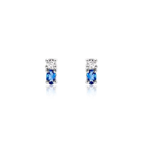 Boucles D'oreilles Puces Argent Blanc Augusts Oxydes De Zirconium - Puces Femme | Marc Orian