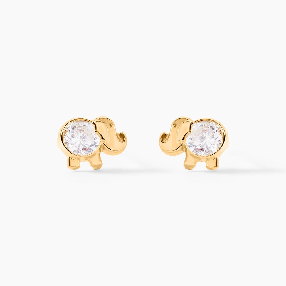 Boucles D'oreilles Puces Jumboo Or Jaune Oxyde De Zirconium - Puces Enfant | Marc Orian
