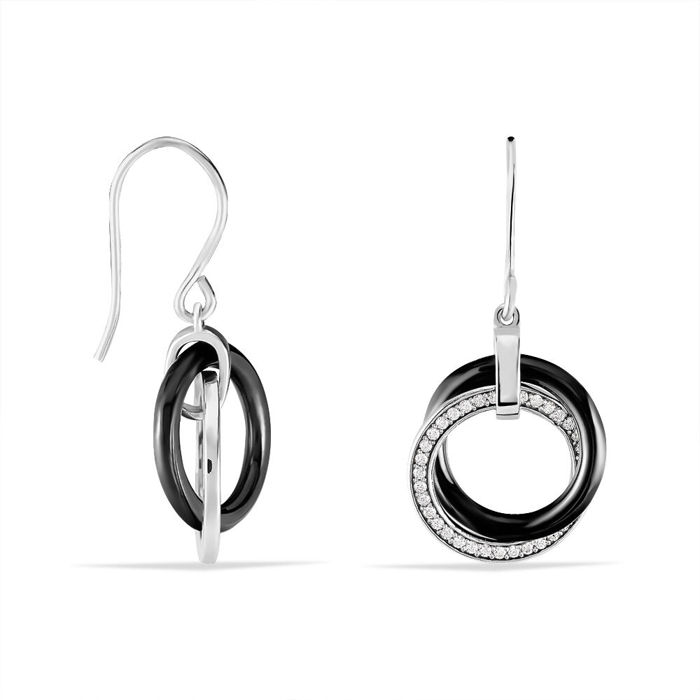 Boucles D'oreilles Pendantes Grizzel Argent Blanc Céramique Et Oxyde - Pendantes Femme | Marc Orian