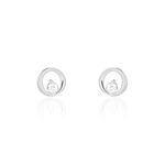 Boucles D'oreilles Puces Edmee Cercle Or Blanc Oxyde De Zirconium - Puces Femme | Marc Orian
