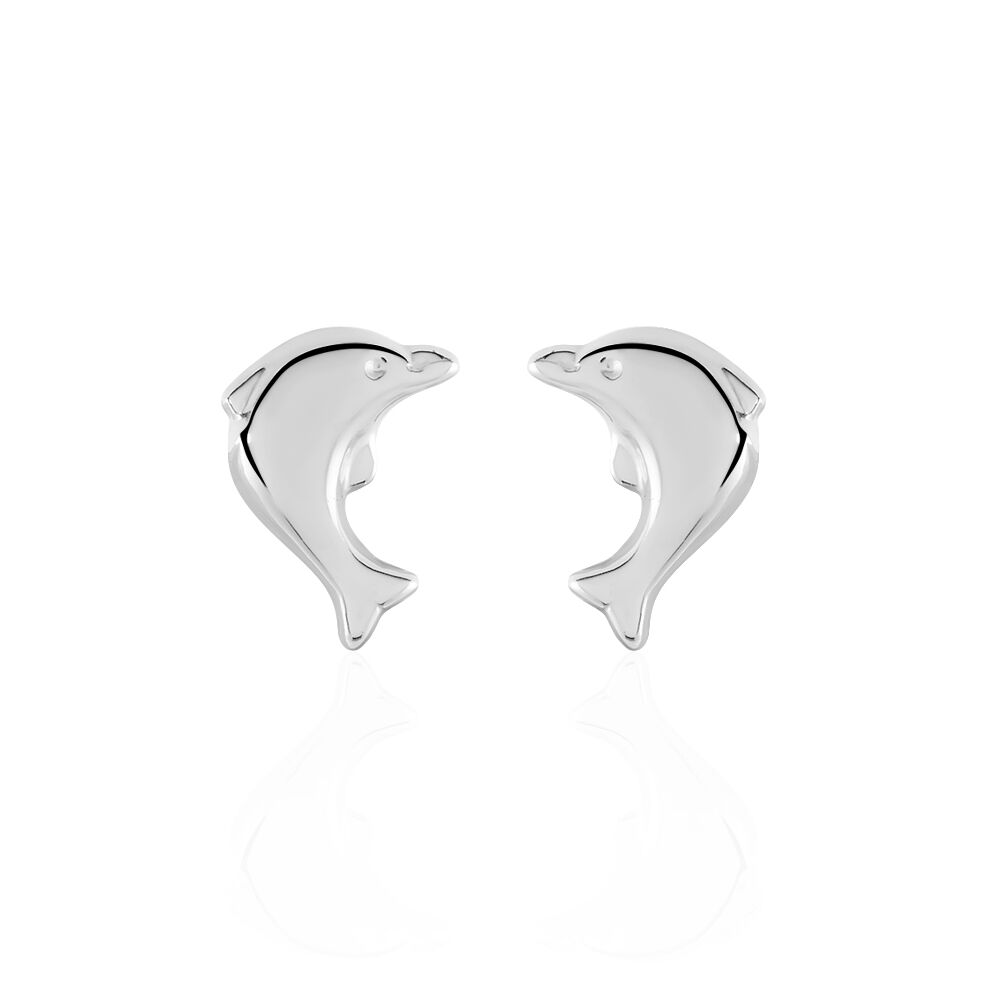 Boucles D'oreilles Puces Fulvie Dauphin 5 Or Blanc - Puces Femme | Marc Orian