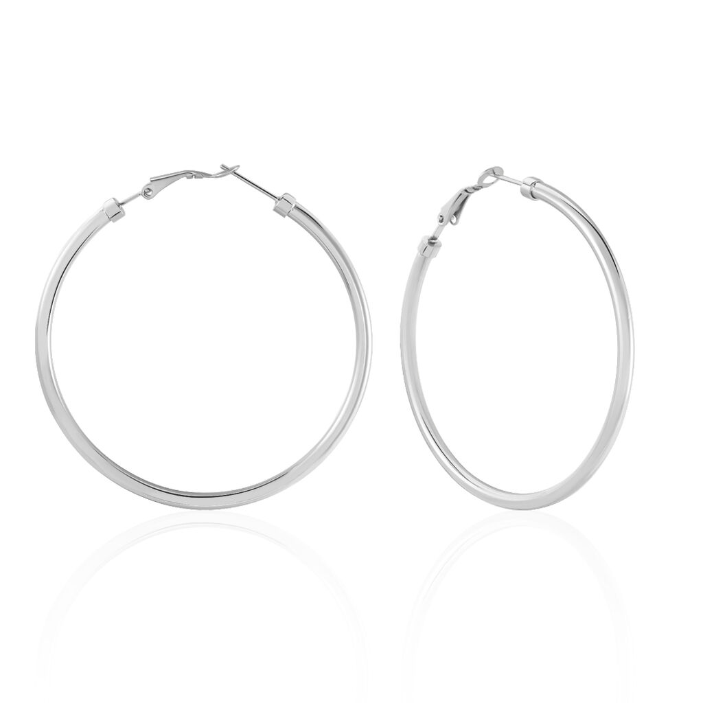 Créoles Carmeline Acier Blanc - Grosses créoles Femme | Marc Orian