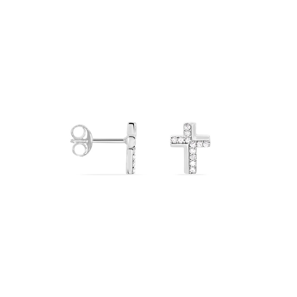 Boucles D'oreilles Puces Lola-rose Argent Blanc Oxyde De Zirconium - Puces Femme | Marc Orian
