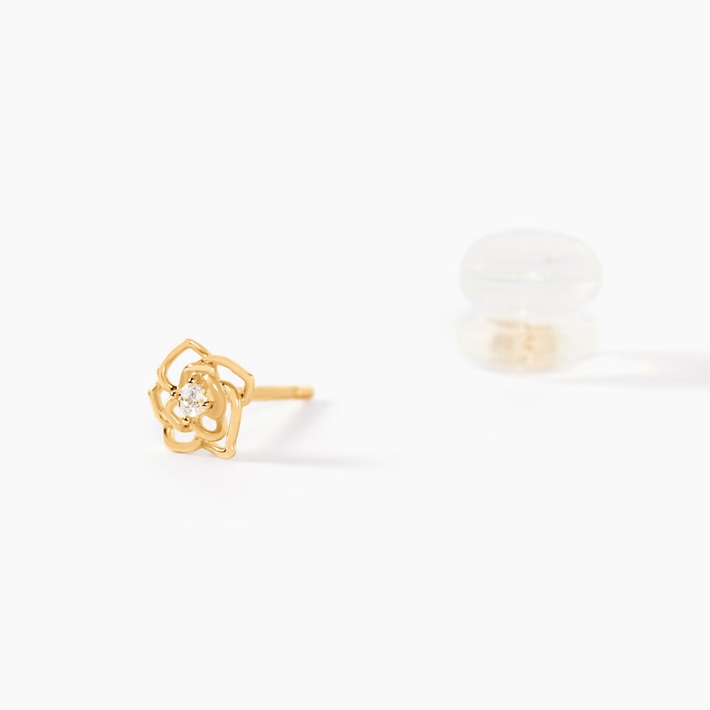 Boucles D'oreilles Puces Rozsi Or Jaune Oxyde De Zirconium - Puces Famille | Marc Orian