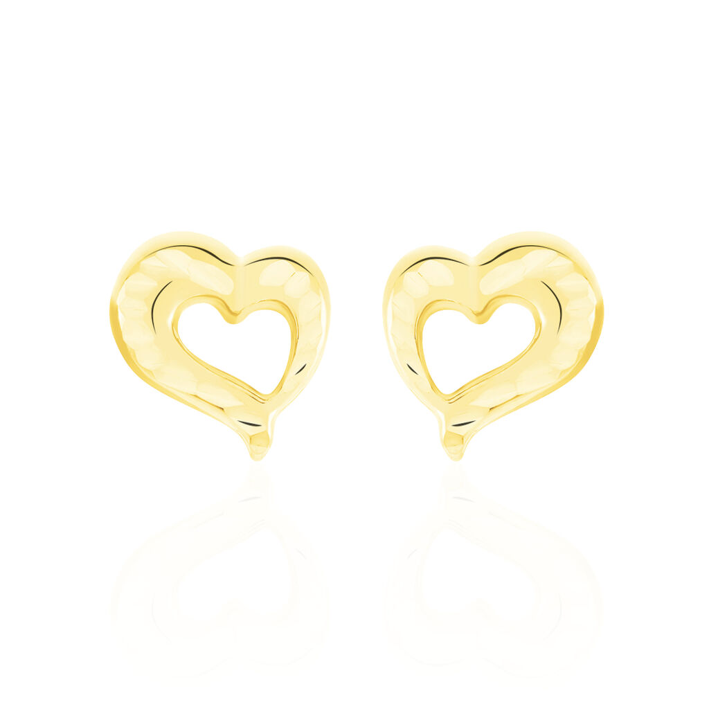 Boucles D'oreilles Puces Anne-maudae Coeurs Or Jaune - Puces Femme | Marc Orian