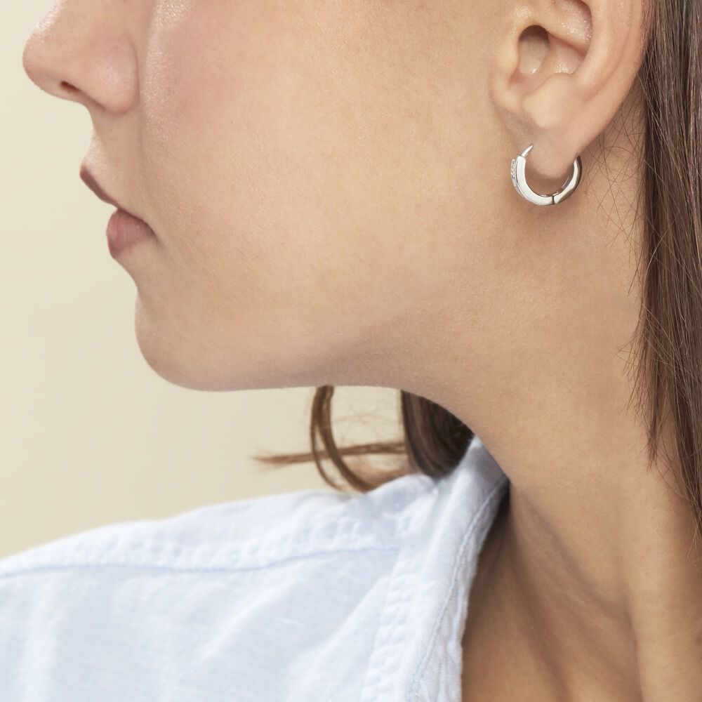 Créoles Anne-sixtine Argent Blanc Oxyde De Zirconium - Créoles Femme | Marc Orian
