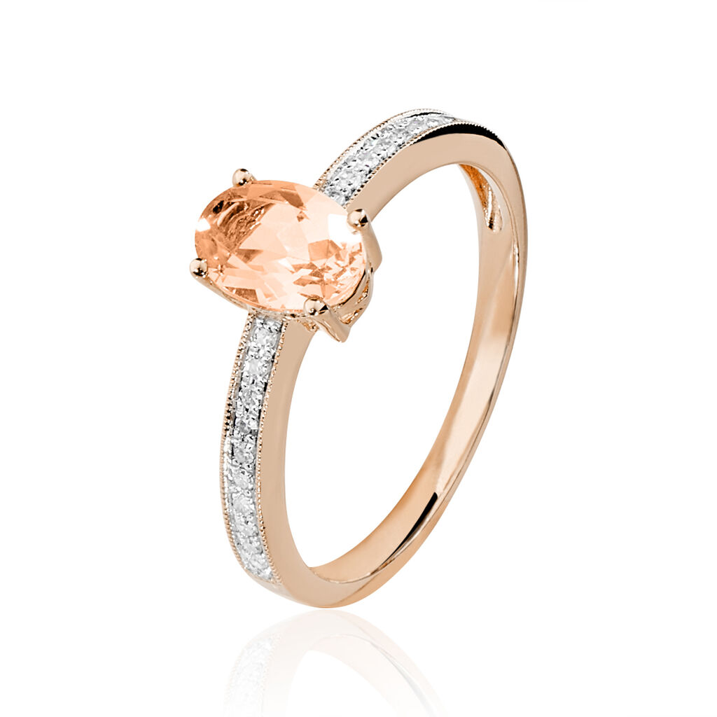 Bague Adelina Or Rose Morganite Et Oxyde De Zirconium - Bagues pierres fines Femme | Marc Orian