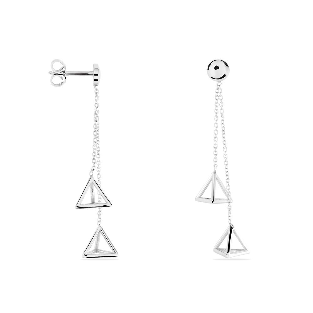 Boucles D'oreilles Puces Cubik Argent Blanc - Puces Femme | Marc Orian