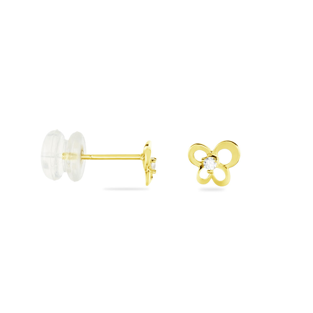 Boucles D'oreilles Puces Eleanor Fleur Or Jaune Oxyde De Zirconium - Puces Famille | Marc Orian