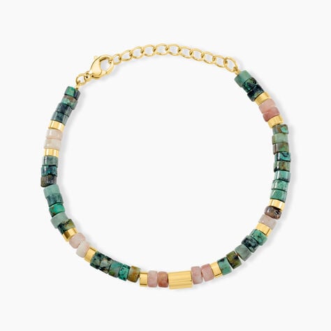 Bracelet Athena Acier Dor&eacute; Jaspe Africain Quartz - Bracelets cha&icirc;nes Femme | Marc Orian