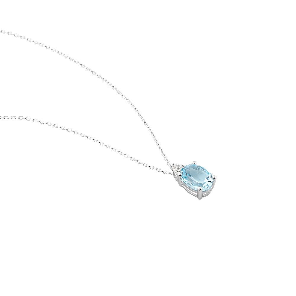 Collier Britney Or Blanc Topaze Et Oxyde De Zirconium - Colliers avec pierres Femme | Marc Orian