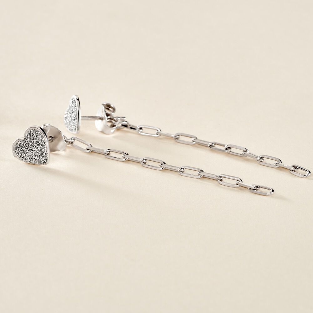 Boucles D'oreilles Pendantes Etincelante Argent Blanc - Pendantes Femme | Marc Orian