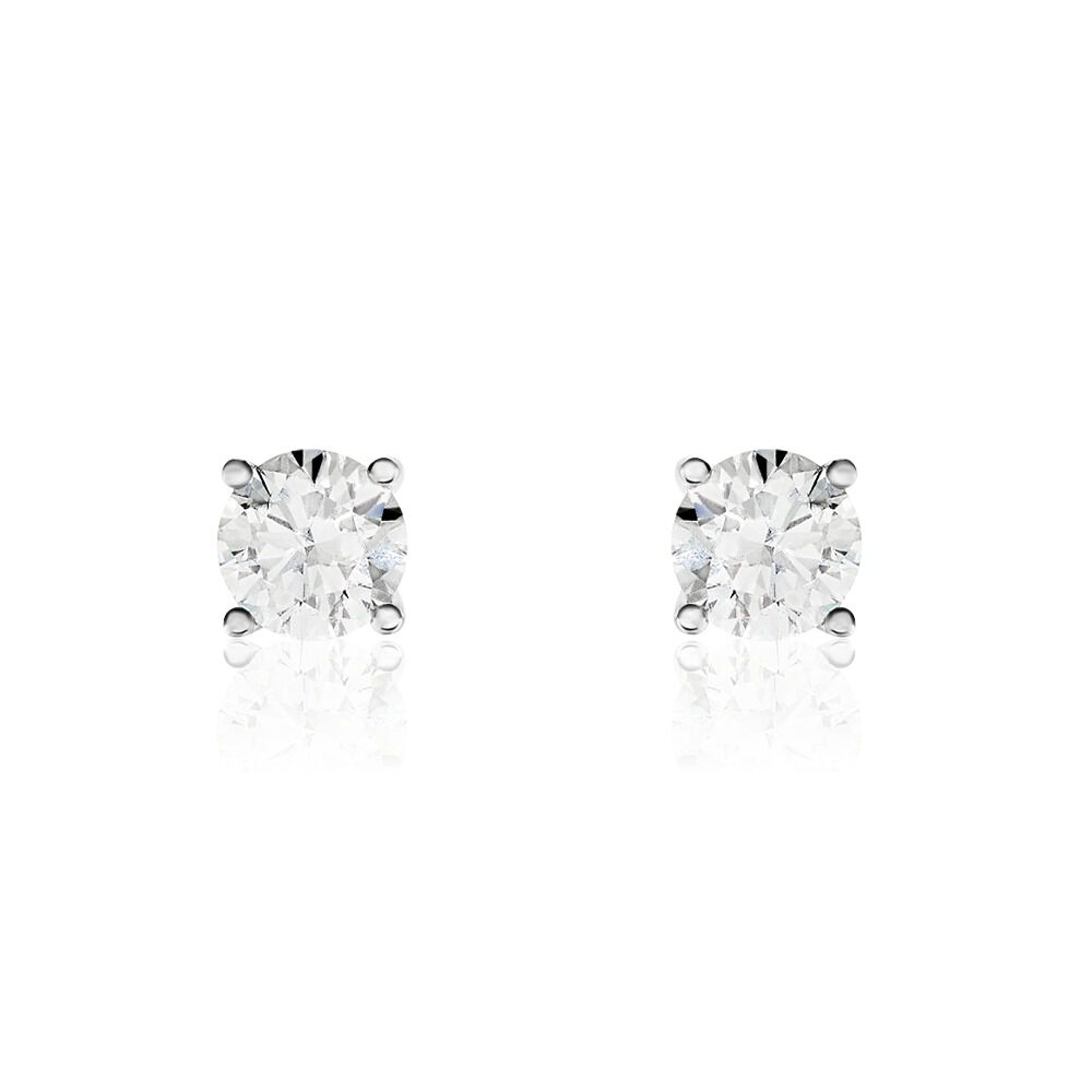 Boucles D'oreilles Puces Victoria Or Blanc Diamant - Puces Famille | Marc Orian