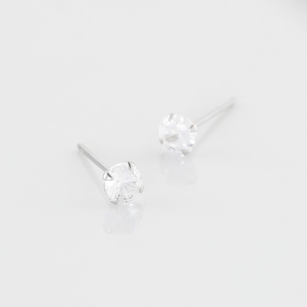 Boucles D'oreilles Puces Laena Argent Blanc Oxyde De Zirconium - Puces Femme | Marc Orian
