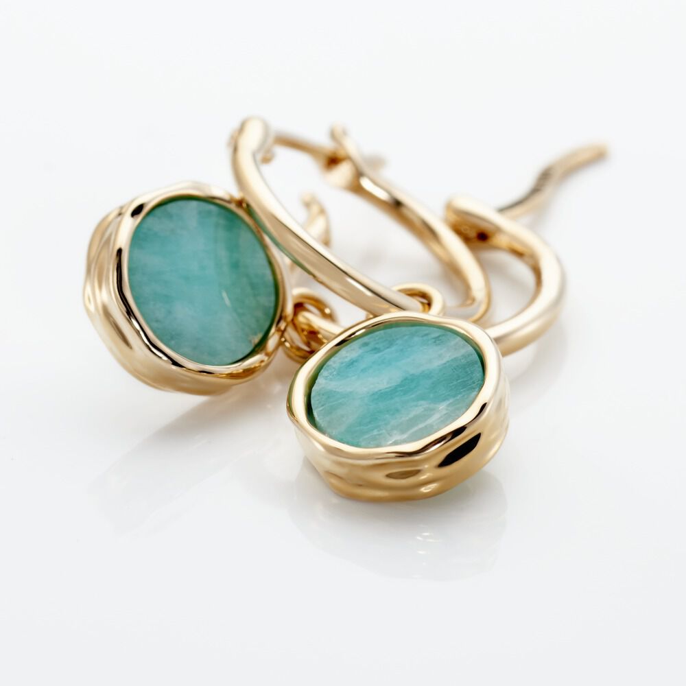 Cr&eacute;oles Plaqu&eacute; Or Neassa Amazonite - Boucles d'oreilles pampille Femme | Marc Orian