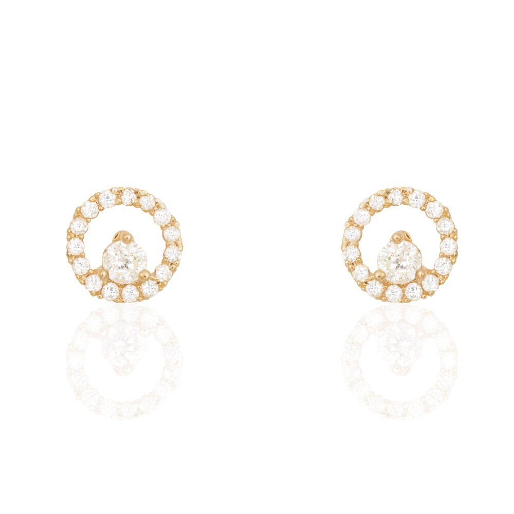 Boucles D'oreilles Puces Lila Plaqué Or Jaune Oxyde De Zirconium - Puces Femme | Marc Orian