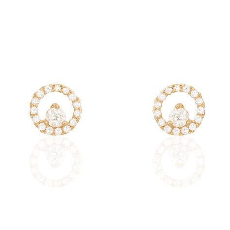 Boucles D'oreilles Puces Lila Plaqué Or Jaune Oxyde De Zirconium - Puces Femme | Marc Orian