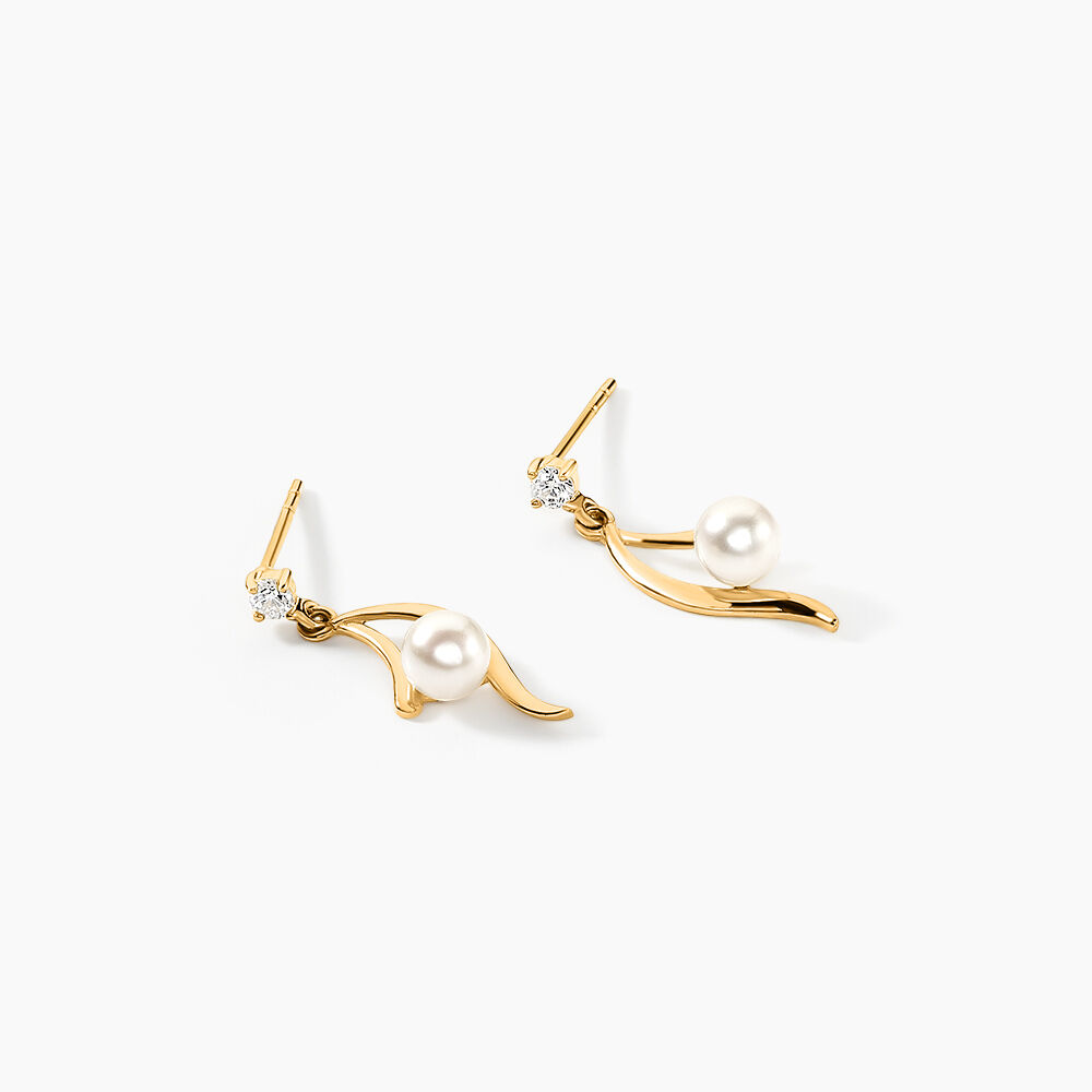 Boucles D'oreilles Pendantes Orientale Or Jaune Perle De Culture - Pendantes Femme | Marc Orian