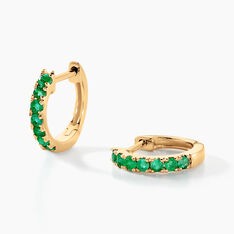 Créoles Or Jaune Killian Emeraudes - Boucles d'oreilles pierres précieuses Femme | Marc Orian